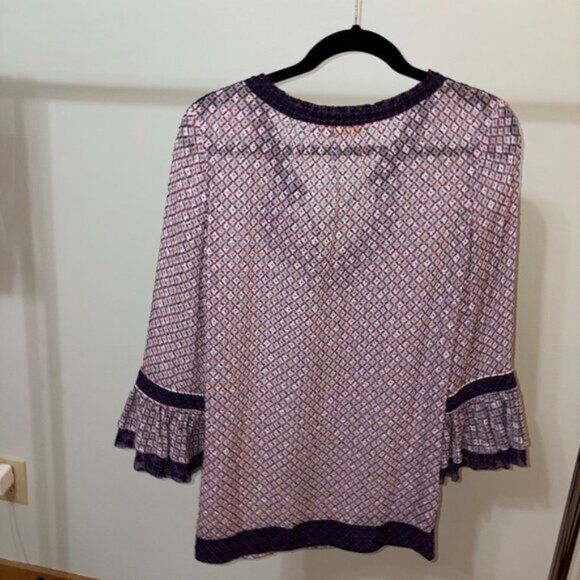 Tory Burch Women's Gwenna Silk Blend Blouse with Tassel Tie - Picture 2 of 3